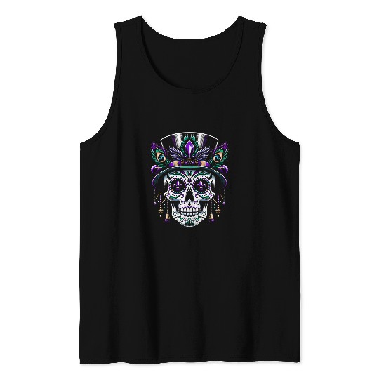 Mardi Gras Skull Top Hat New Orleans Witch Doctor Voodoo 2 Tank Tops