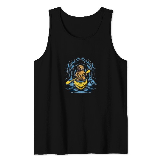 Kayaking River Otter Kayaker Kayak Canoe Paddling Tank Tops