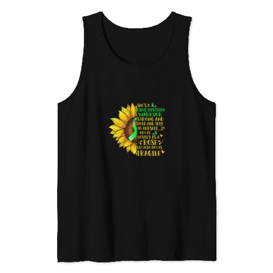 Manic Depression Warrior Sunflower Support Manic Depression Tank Tops