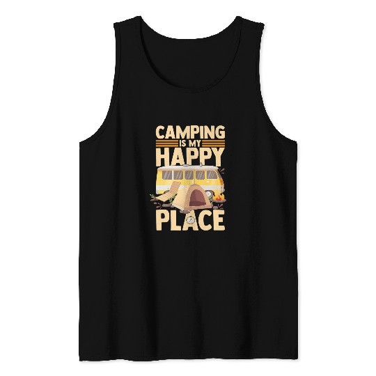 RV Camping Happy Camper Van Glamper Glamping Queen Tank Tops