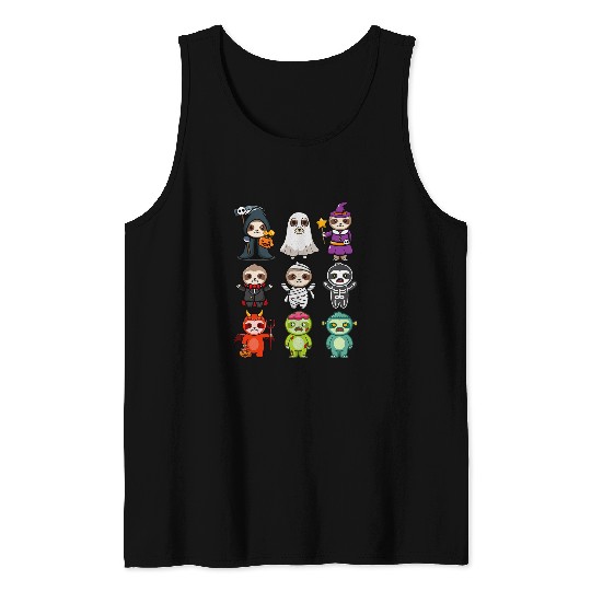 Sloth Pet Spooky ghosts BooJee Horror Pumpkin Sloth Halloween Tank Tops