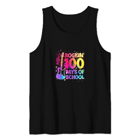 Guitarist Rockin 100 Days Of School Guitar Music Teacher Guitar Tank Tops
