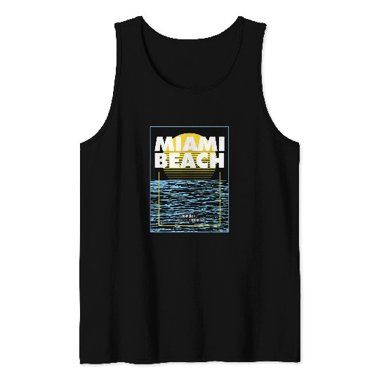 Miami Florida Retro vintages Beach Surf Surfing Sunset Ocean 3 Tank Tops