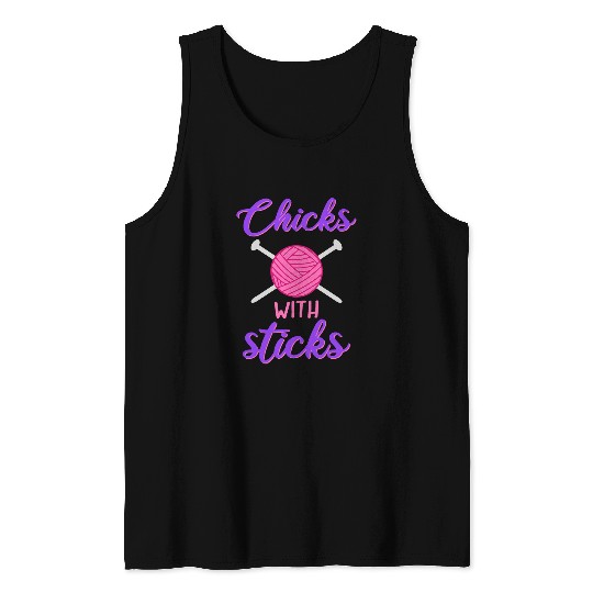Knitting Chicks With Sticks Wool Craft Tank Tops