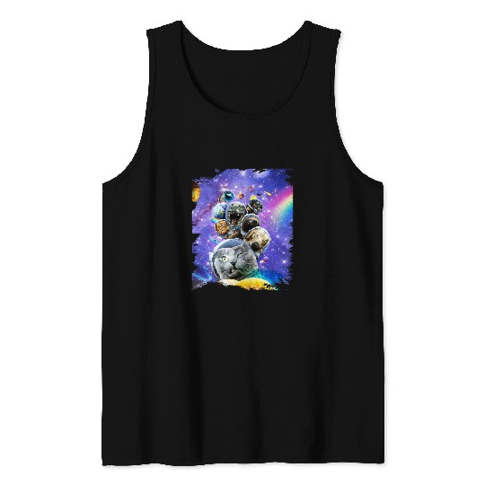 Sloth Pet Astronaut Space Cat Sloth Dog Dinosaur Shark Selfie Funny Tank Tops