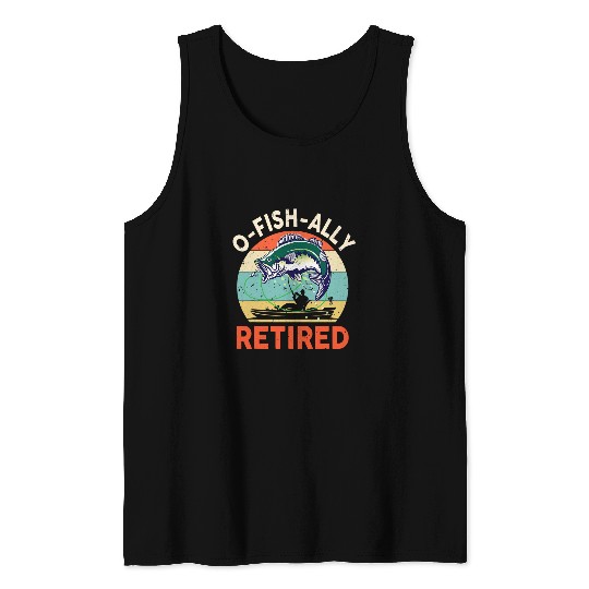 Kayak Fishings Bass Fish Dad Grandpa Fisherman Retired Tank Tops