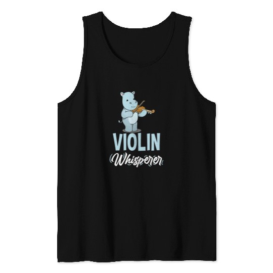 Hippo Pet Violin Whisperer Hippo Violinist Tank Tops