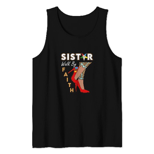 OES SiStar Leopard Walk By Faith Eastern Star Thanksgiving Tank Tops
