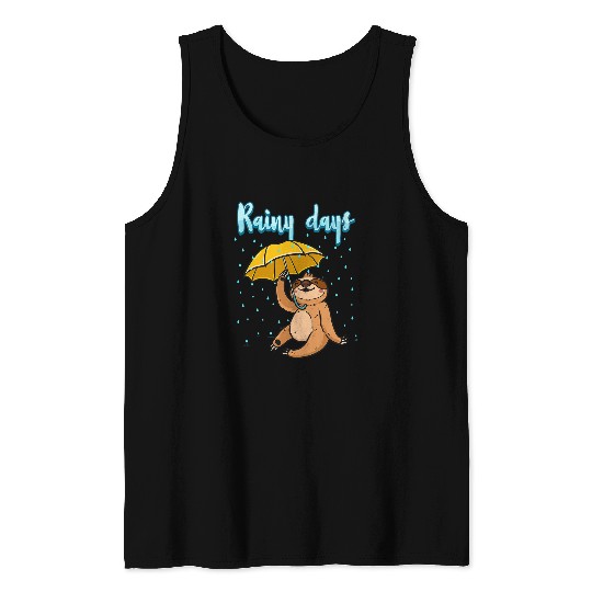 Sloth Pet Holding An Umbrella Raining Spring Weather Rainy Days Tank Tops