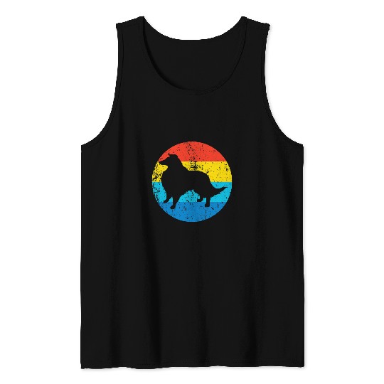 Dog Shetland Sheepdog Dog Breed Silhouette Retro 1970s Circle Tank Tops