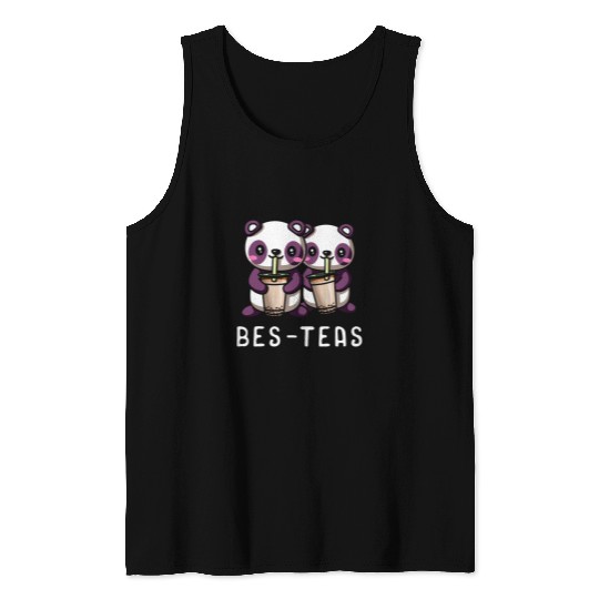 Panda Pet BesTeas Boba Tea Drink Fanatic Panda Animal Lover Boba Fan Tank Tops