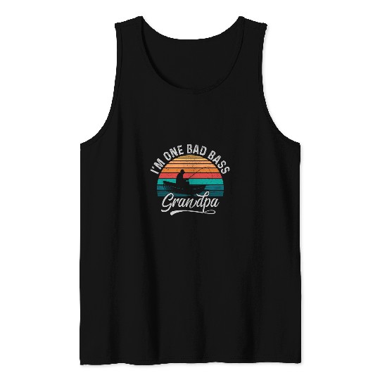 Sporty Funny Bass Fishing Saying For Grandpa And Grandad Tank Tops
