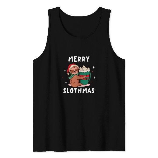 Sloth Pet Merry Slothmas Cute Cuddling Sloth Marshmallow Hot Chocolate Tank Tops