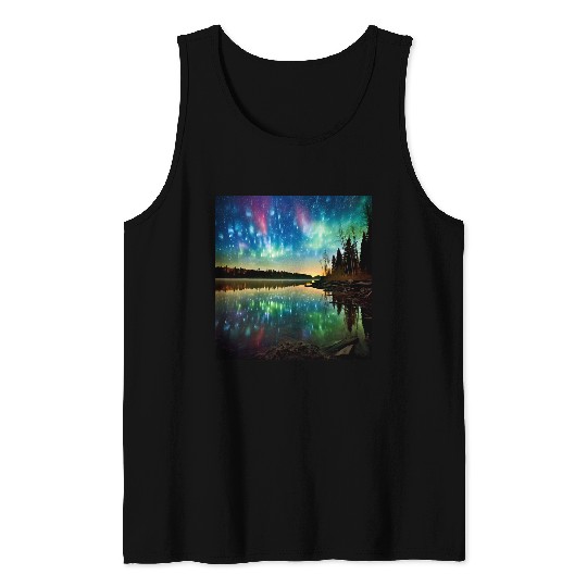 Minnesota Northern Lights Sunset Camping Hiking Souvenir Tank Tops