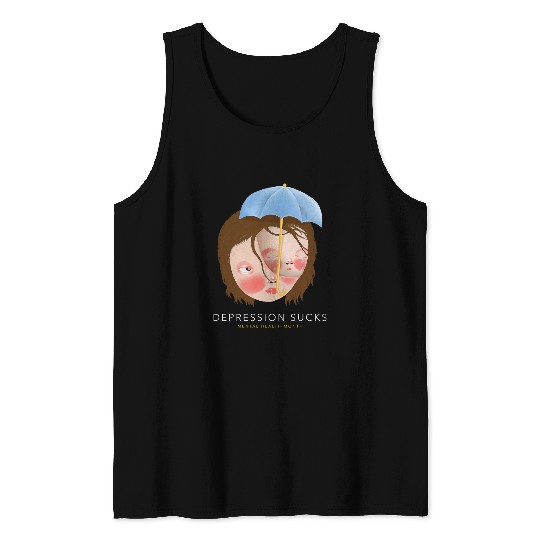 Mental Health Month Depression Sucks Tank Tops
