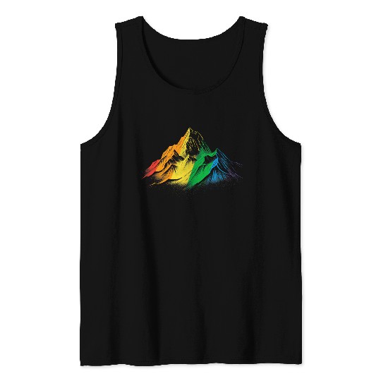 Subtle Pride Month Rainbow Mountain Hiking Camping LGBT Gay Tank Tops