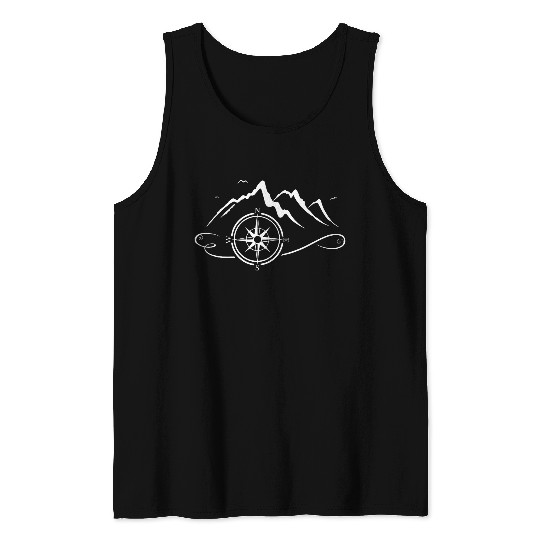 Mountains with compass for hiking cycling and mountaineering Tank Tops
