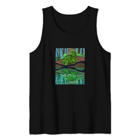 Dragon Pet Crocodile Dragon Fairy Tale Reflective Image Tank Tops