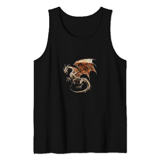 Dragon Pet Copper Dragon Motif Mythical Illustration Copper Dragon 10 Tank Tops