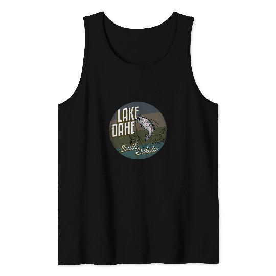 Lake Oahe South Dakota Souvenir Fishing vintages Style Salmon Tank Tops