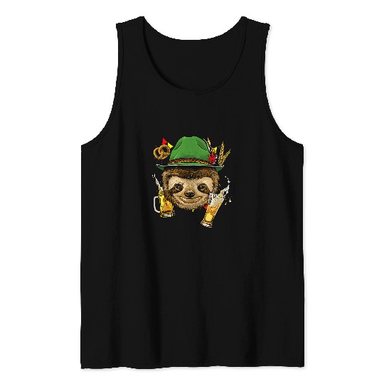 Sloth Pet Germany Oktoberfest Party Beer Fest Animal Sloth Lover Tank Tops