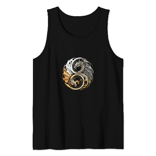 Viking Dragon Circle Yin Yang Tank Tops