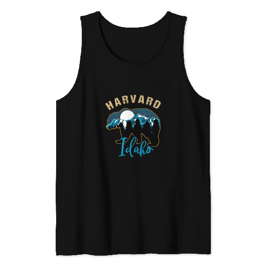 Bear Pet Harvard Idaho Bear Silhouette Moon Forest Mountains Tank Tops