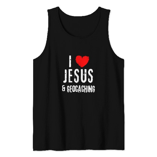 Christian I Love JESUS GEOCACHING Christian vintages Grunge Christ Tank Tops