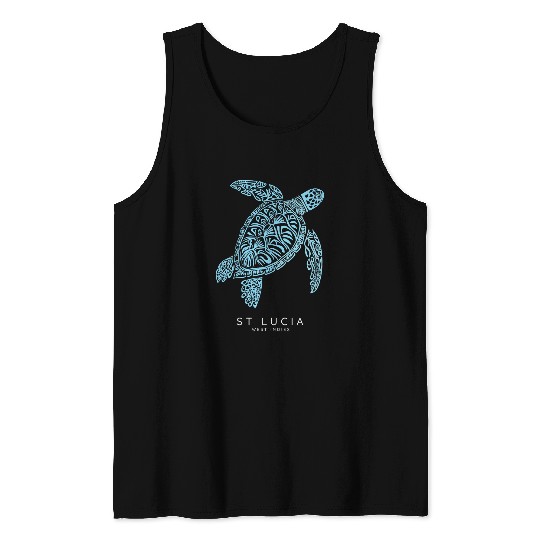 St Lucia Tribal Sea Turtle Scubas Diving vintages Saint Lucia Tank Tops