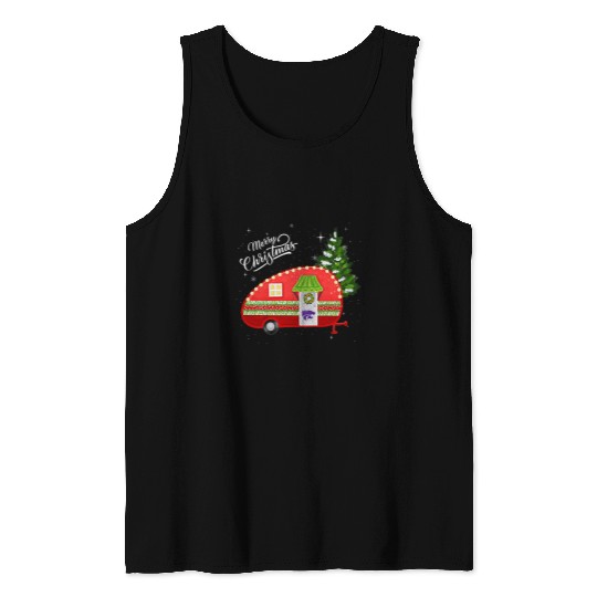 Kansas State Wildcats xmass Camping Merry xmass Camping Car Tank Tops