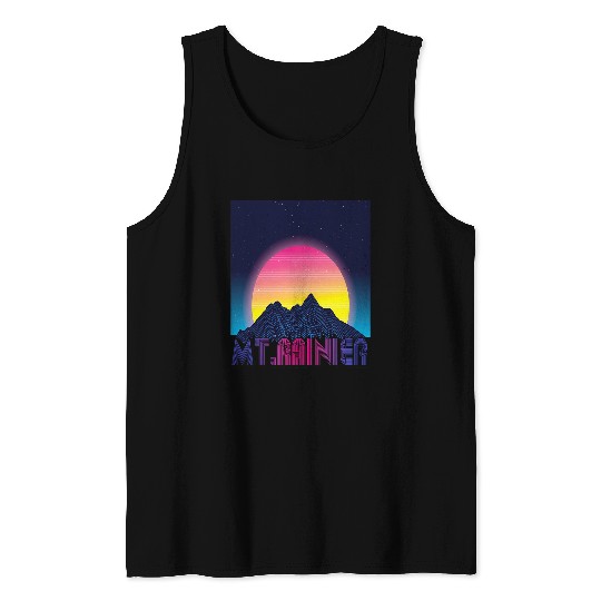 Mount Rainier Vaporwave Mountain Mountaineer Washington Tank Tops