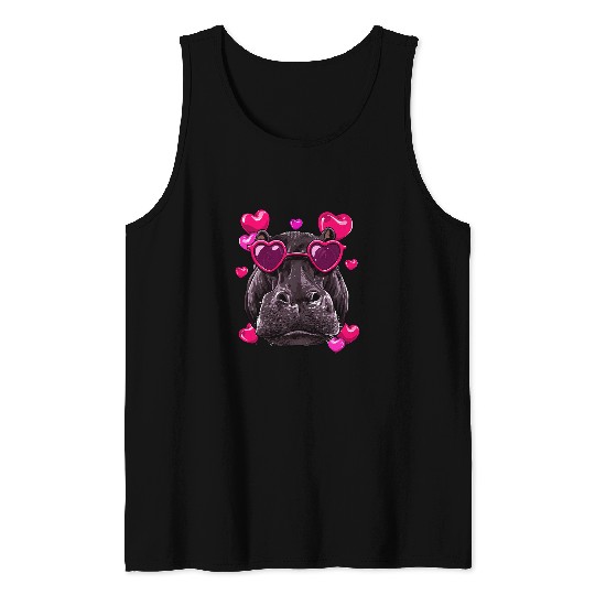 Hippo Pet Valentines Hippo Cute Hippopotamus Hearts Animal Face Tank Tops