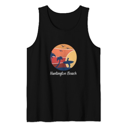Surf Life Huntington Beach californiasSurfing Surfer vintages Sunset Tank Tops