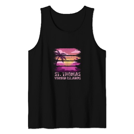 Sunset Virgin Islands St Thomas Summer Vacation Beach Surf Tank Tops