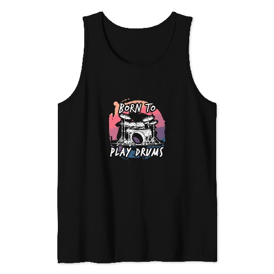 Drums Drummer Set Drumsticks Drummer Musician Drums Color Circle Drums Tank Tops