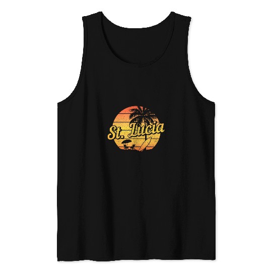 St Lucia Surf vintages Souvenir Beach Surfer 1 Tank Tops