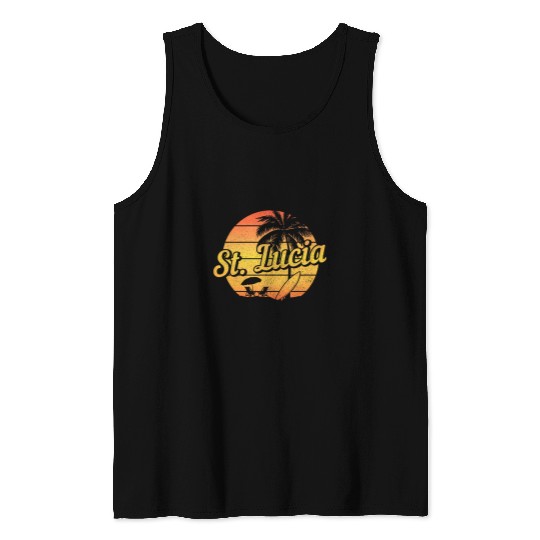 St Lucia Surf vintages Souvenir Beach Surfer 1 Tank Tops