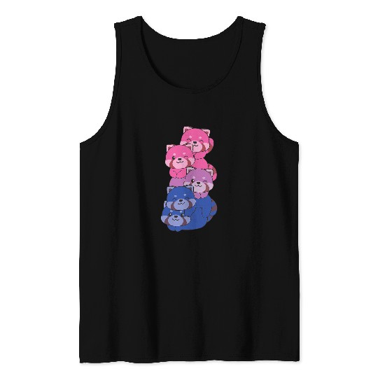 Panda Pet Bisexual Flag Pride Month Lgbtq Bi Red Panda Tank Tops