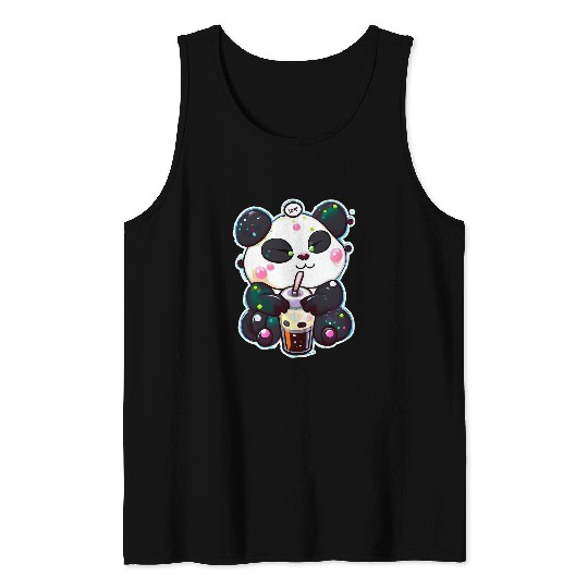 Panda Pet Boba Tapioca Pearls Bubble Milk Tea Drink Panda Lover 2 8 Tank Tops