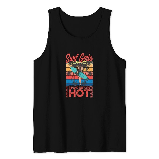 Surf Life Girls Rip Funny Surfing Designs For Men Women Surfboard Tank Tops