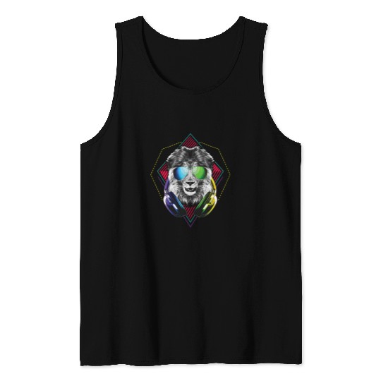 Lion Pet DJ Music Lion Concert Rave Lion Tank Tops