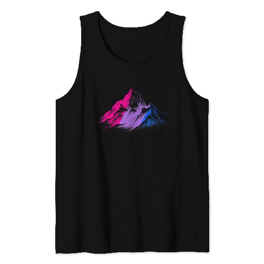Subtle Bisexual Pride Month Mountain Hiking Camping Bi Pride Tank Tops