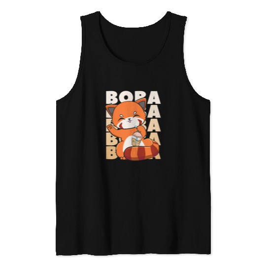 Panda Pet With Boba Tea Bubble Otaku Anime Tank Tops