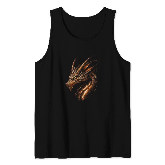 Dragon Pet Copper Dragon Graphic Mythical Illustration Copper Dragon Tank Tops