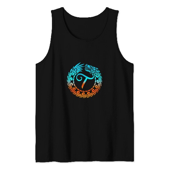 Dragon Pet Tribal Dragon Initial Letter T Monogram Boho Tank Tops