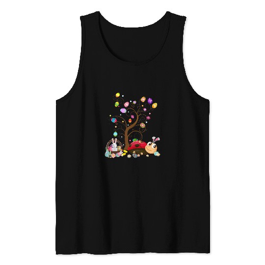 Ladybug Easter Day Funny Ladybug With Eggs Tank Tops