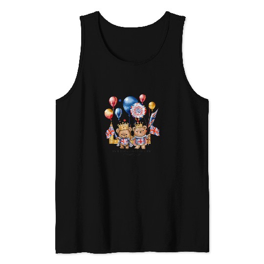 Bear Pet Royal bear King Charles III coronation May Union Jack Tank Tops