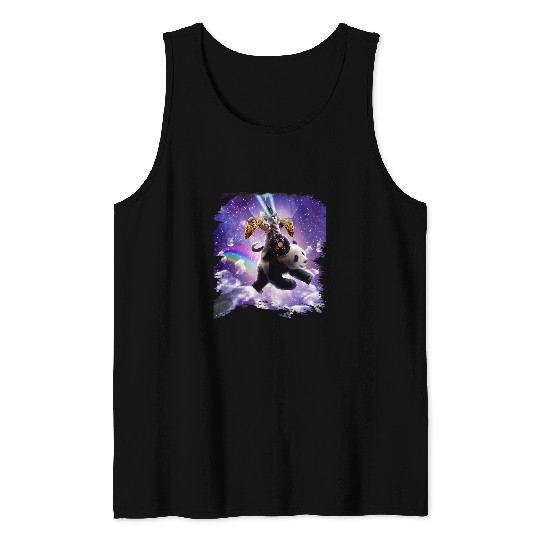 Panda Pet Lazer Warrior Space Cat Riding Panda With Taco Tank Tops