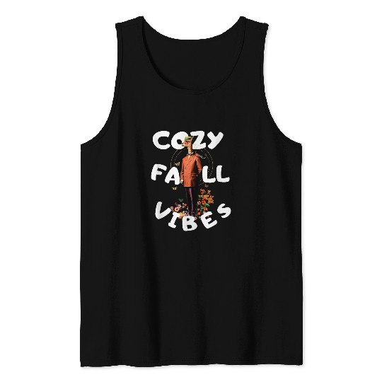 Giraffe Pet Cozy Fall Vibes Dapper Giraffe Tank Tops