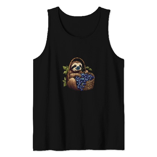Sloth Pet Blueberry Sloth Cute Sloth Animal Art Nature Blueberry Fruit Tank Tops
